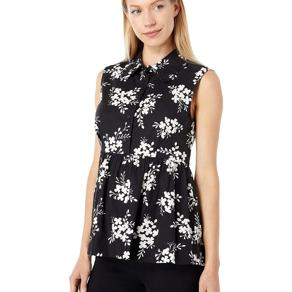 Kate Spade Floral Clusters Flounce Top
